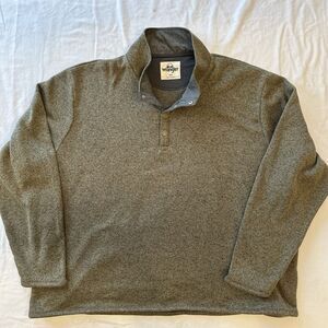 Wrangler Men Knit‎ Pullover Fleece 4XL Henley 1/4 Snap Green Sweatshirt Fish J16